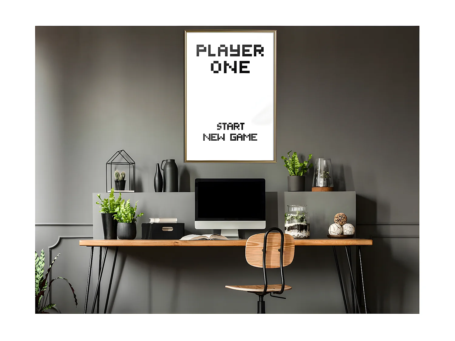 Affiche Murale Encadrée "Player One" 40 x 60 cm Or