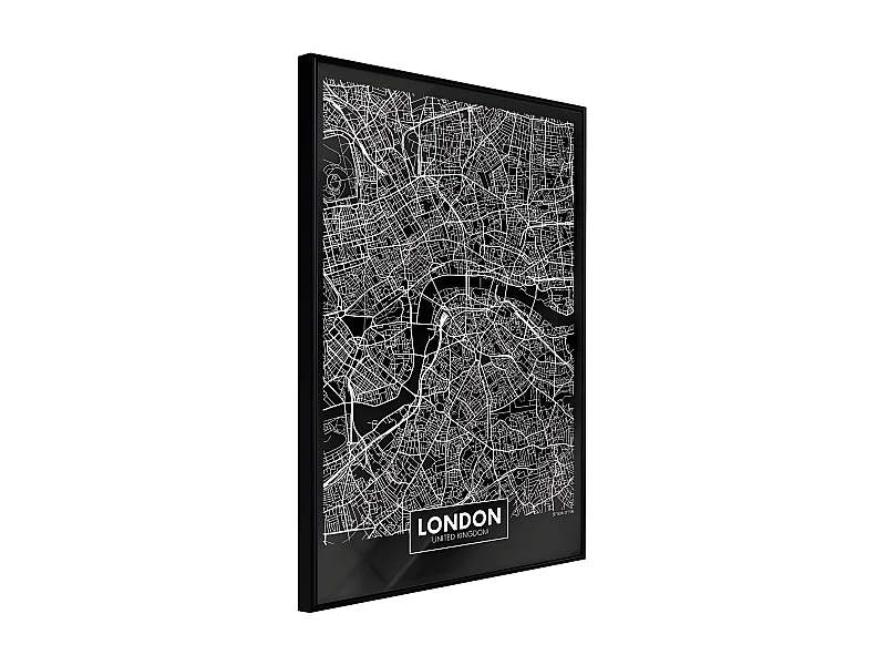 Affiche Murale Encadrée "City Map London Dark" 21 x 30 cm Noir