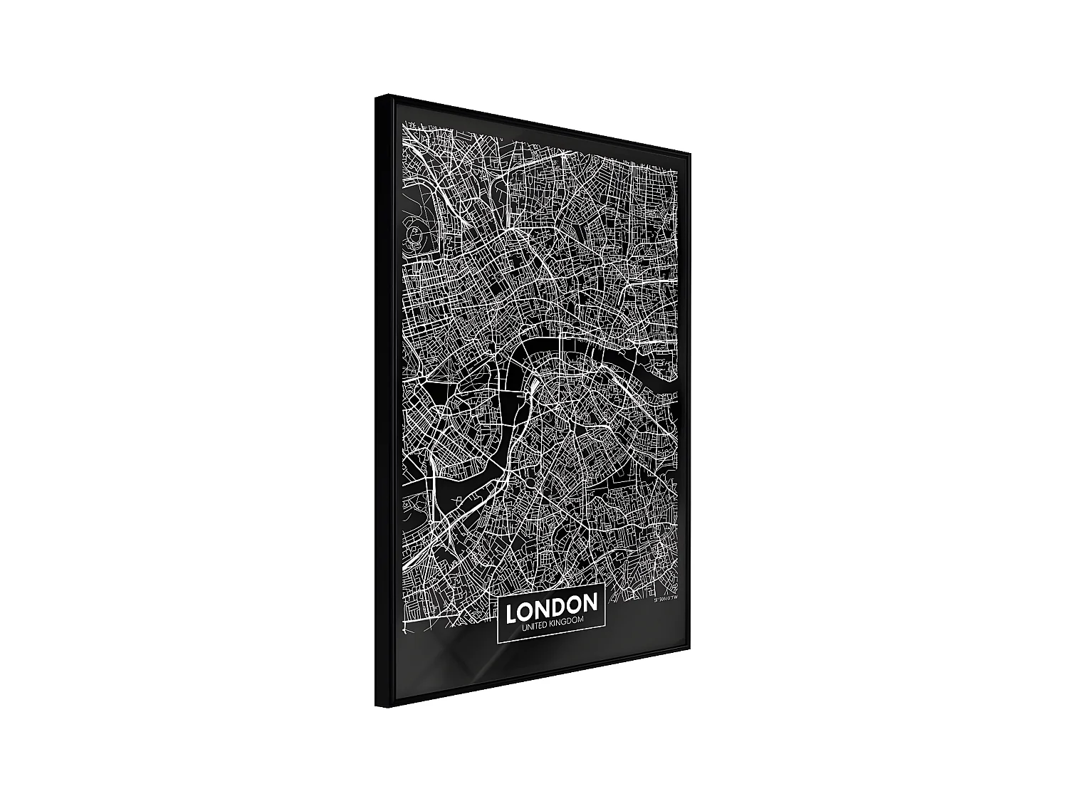 Affiche Murale Encadrée "City Map London Dark" 21 x 30 cm Noir