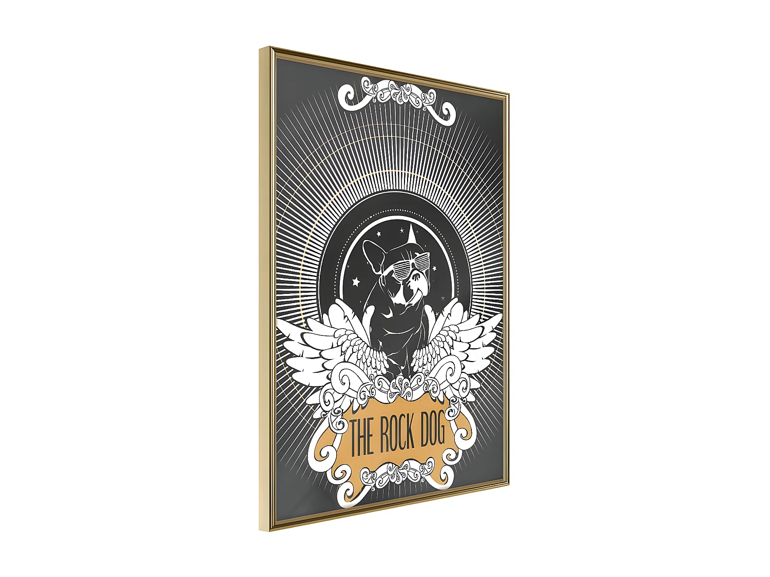 Affiche Murale Encadrée "Cool Bulldog" 21 x 30 cm Or