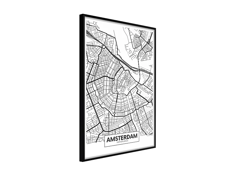 Affiche Murale Encadrée "City map Amsterdam" 40 x 60 cm Noir