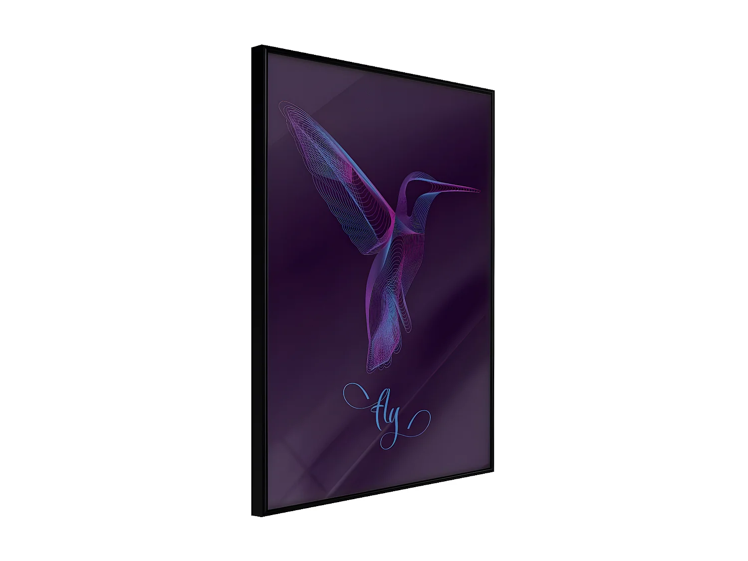 Affiche Murale Encadrée "Fluorescent Hummingbird " 30 x 42 cm Noir