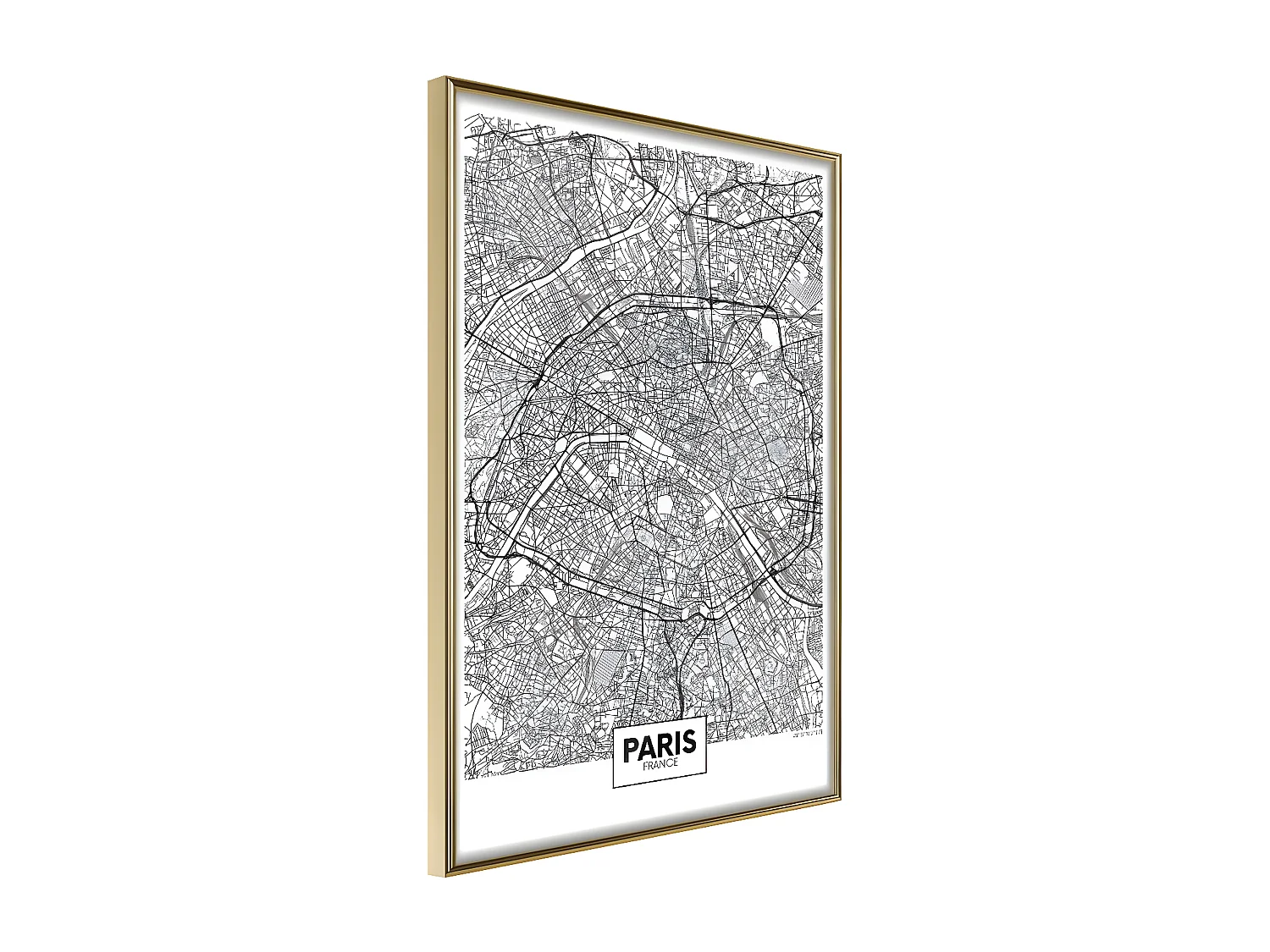 Affiche Murale Encadrée "City Map Paris" 30 x 42 cm Or