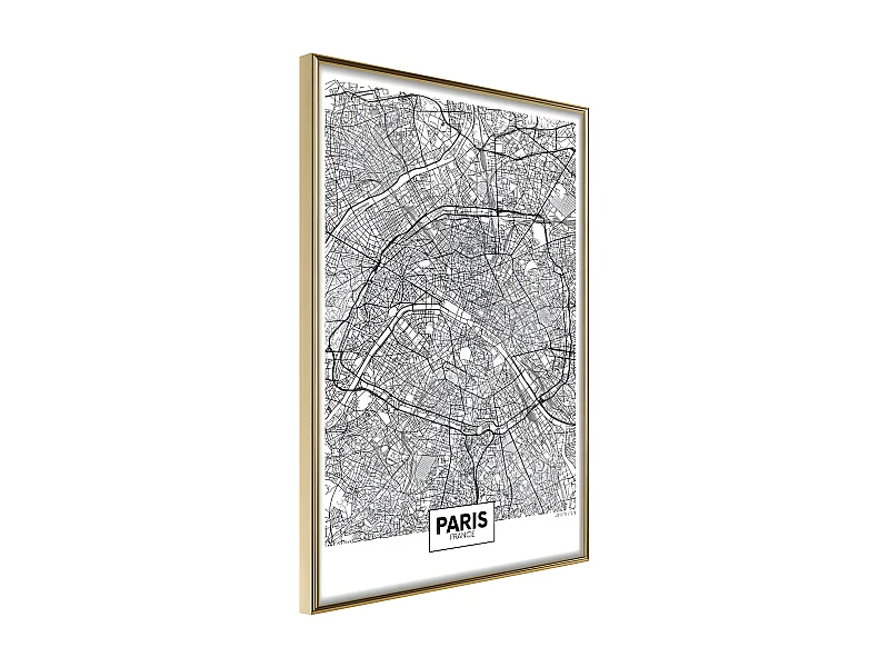Affiche Murale Encadrée "City Map Paris" 30 x 42 cm Or