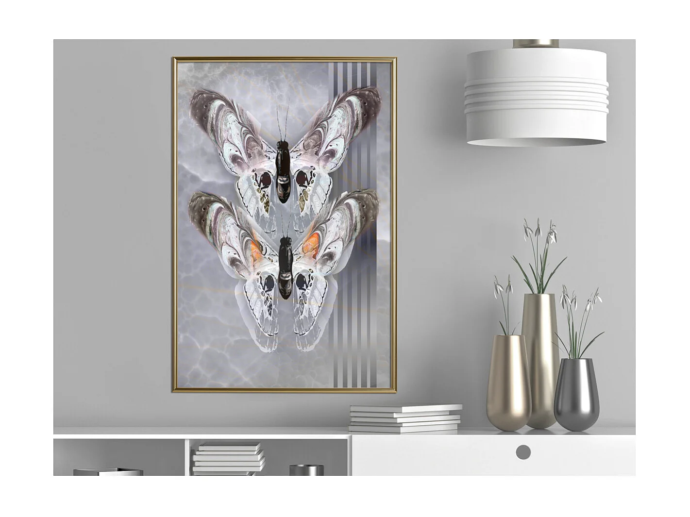 Affiche Murale Encadrée "Two Moths" 40 x 60 cm Or