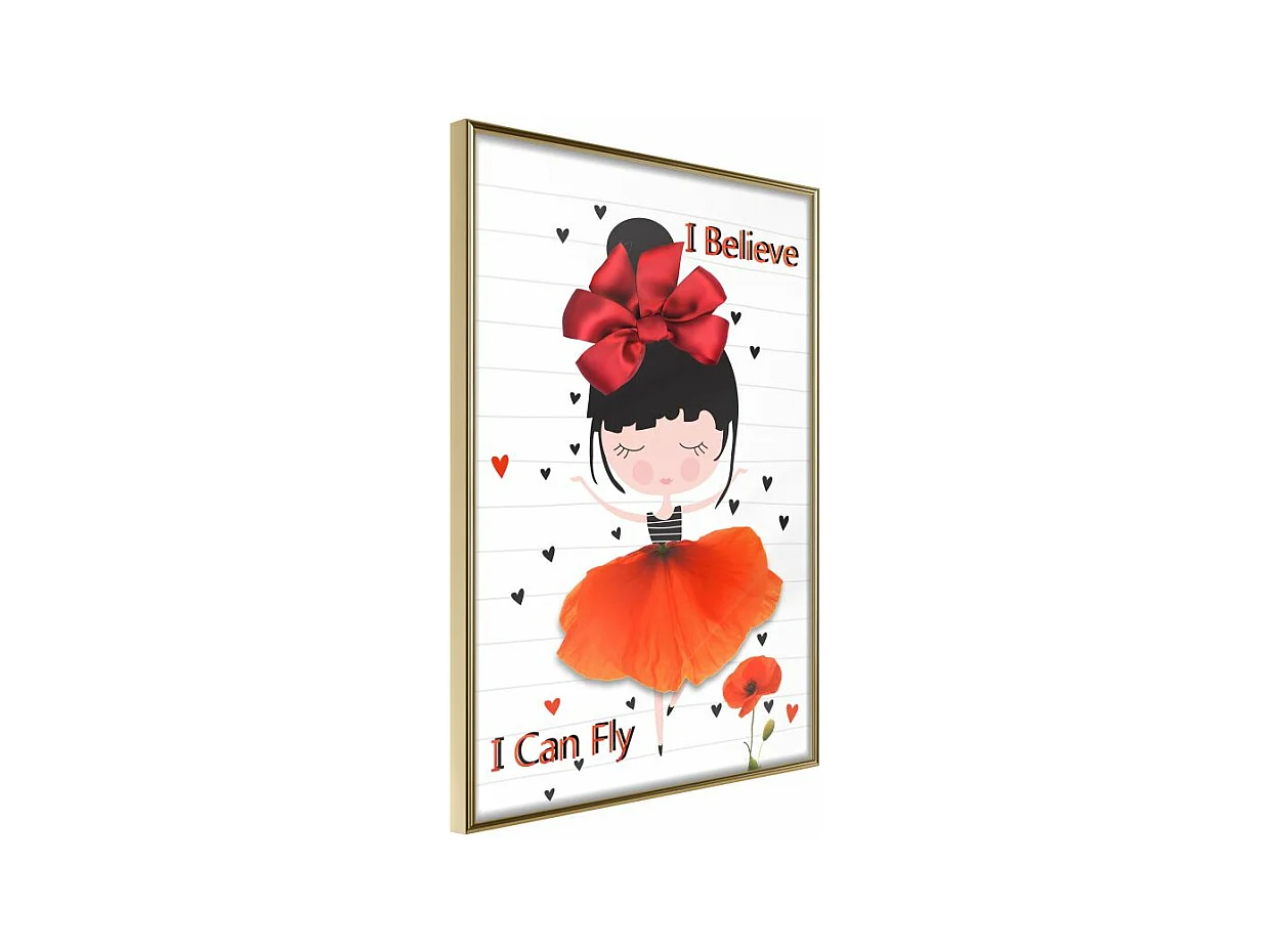 Affiche Murale Encadrée "Poppy Dancer" 30 x 42 cm Or