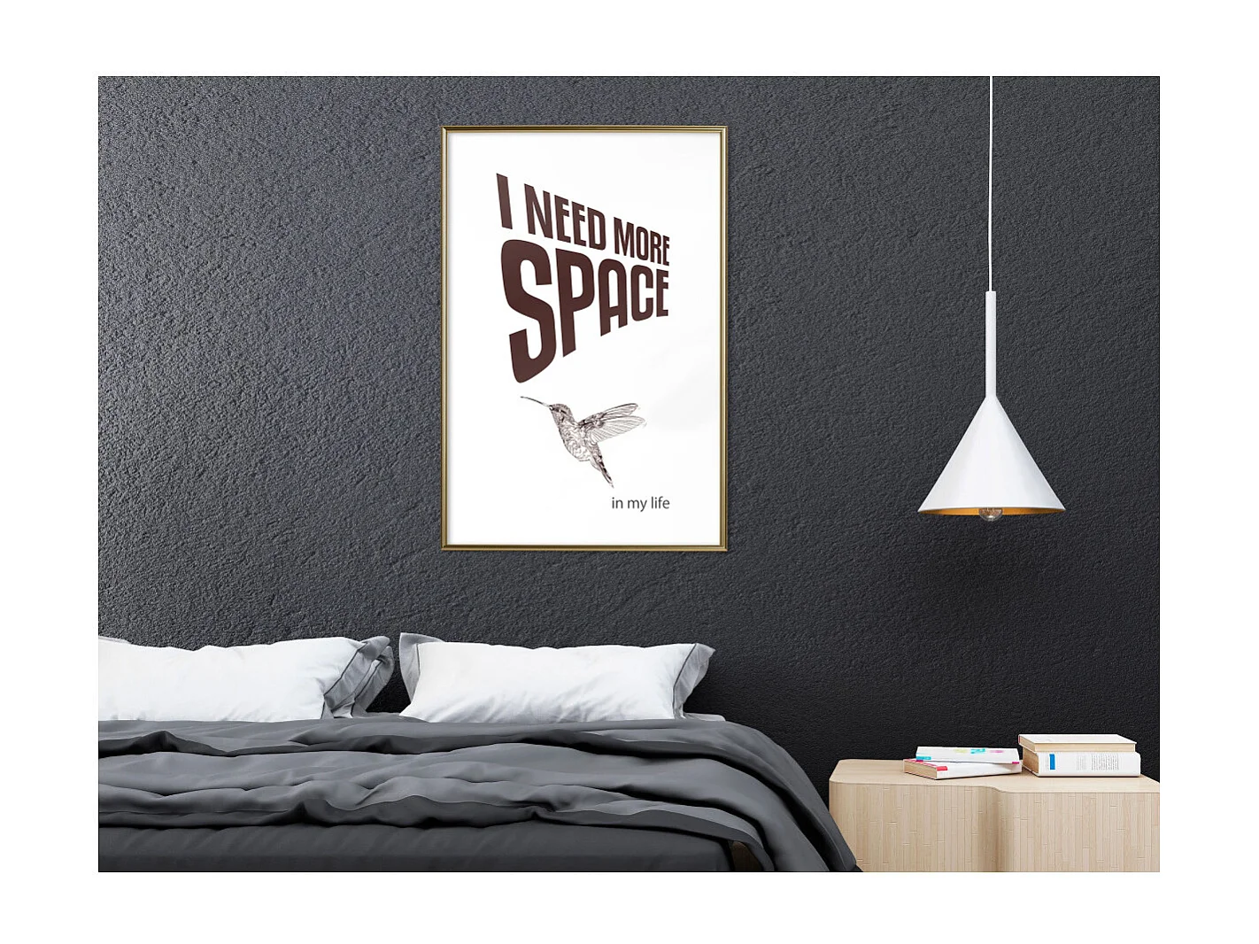 Affiche Murale Encadrée "More Space Needed" 40 x 60 cm Or