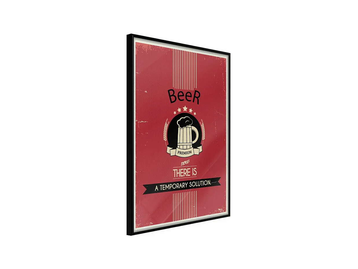 Affiche Murale Encadrée "Temporary Solution" 21 x 30 cm Noir