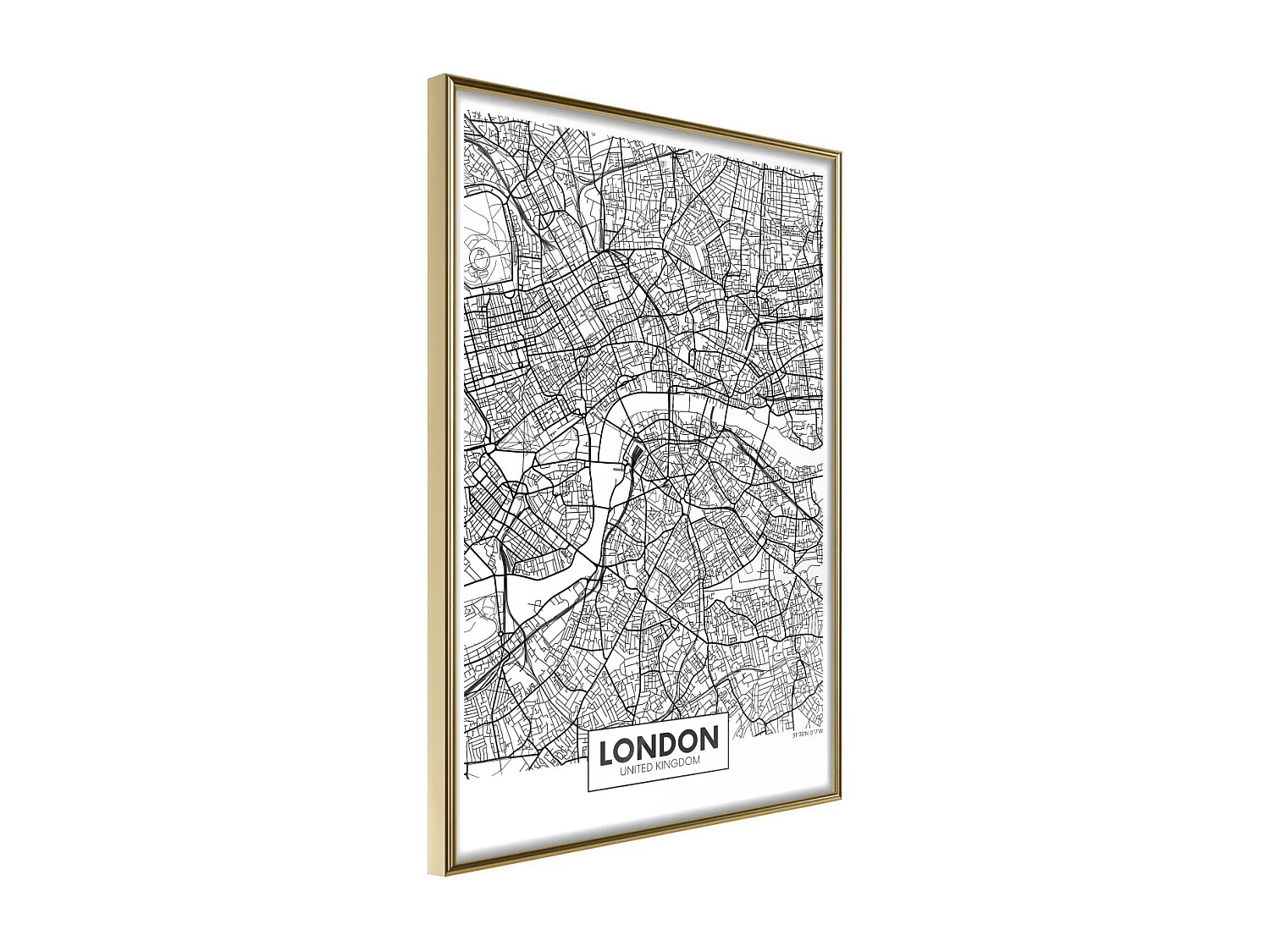 Affiche Murale Encadrée "City Map London" 21 x 30 cm Or