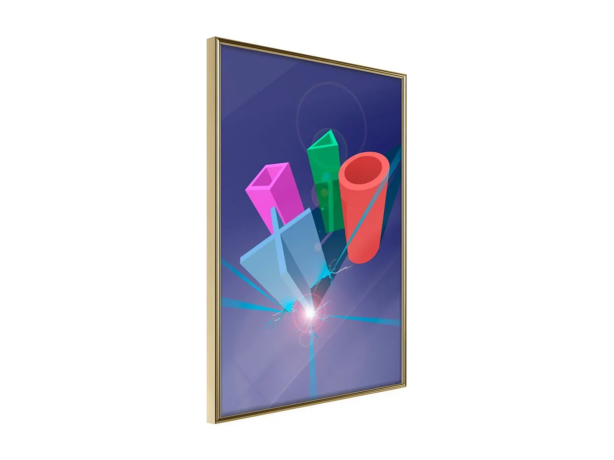 Affiche Murale Encadrée "Let's Play" 30 x 42 cm Or