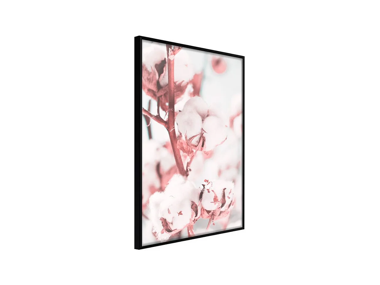 Affiche Murale Encadrée "Cotton Flowers" 30 x 42 cm Noir