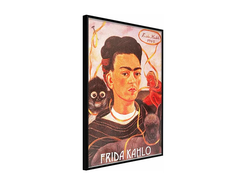 Affiche Murale Encadrée "Frida Khalo Self-Portrait" 40 x 60 cm Noir