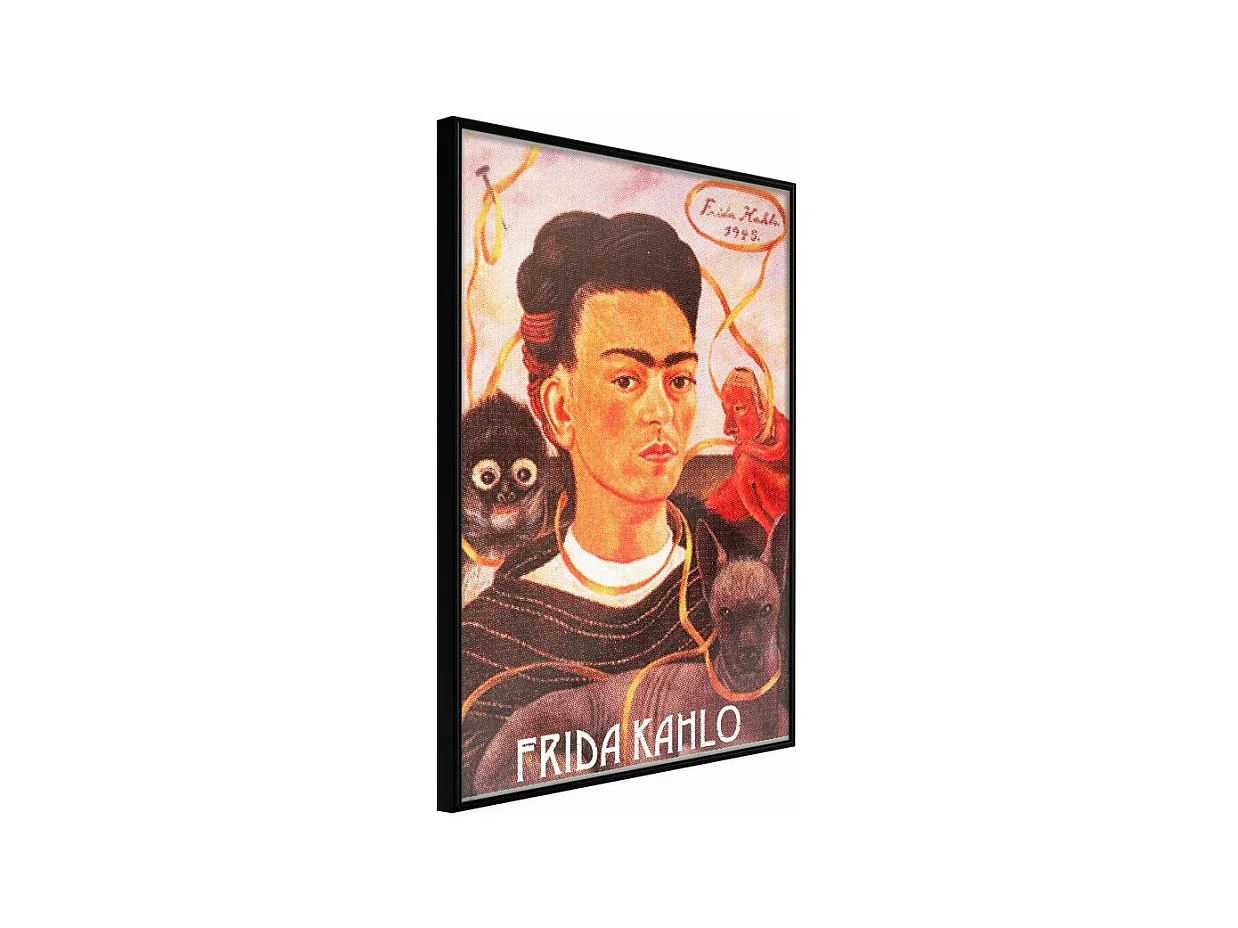 Affiche Murale Encadrée "Frida Khalo Self-Portrait" 40 x 60 cm Noir