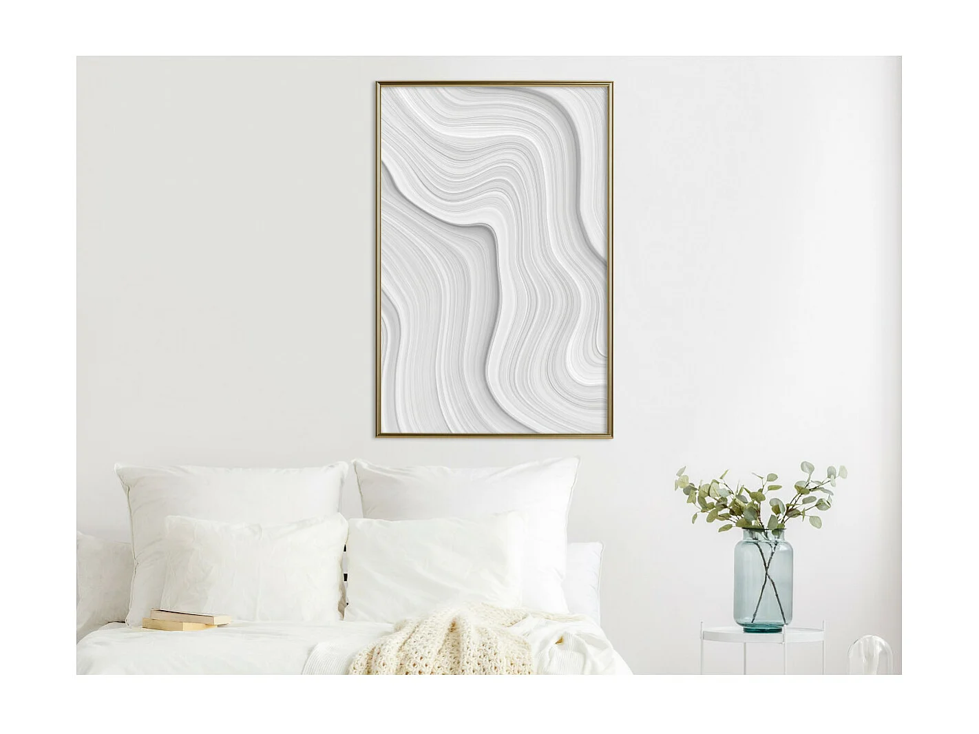 Affiche Murale Encadrée "Snow Contour Lines" 40 x 60 cm Or