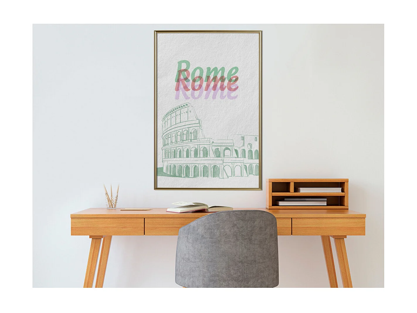 Affiche Murale Encadrée "Pastel Rome" 40 x 60 cm Or