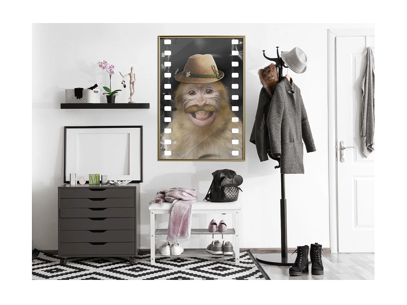 Affiche Murale Encadrée "Dressed Up Monkey" 40 x 60 cm Or