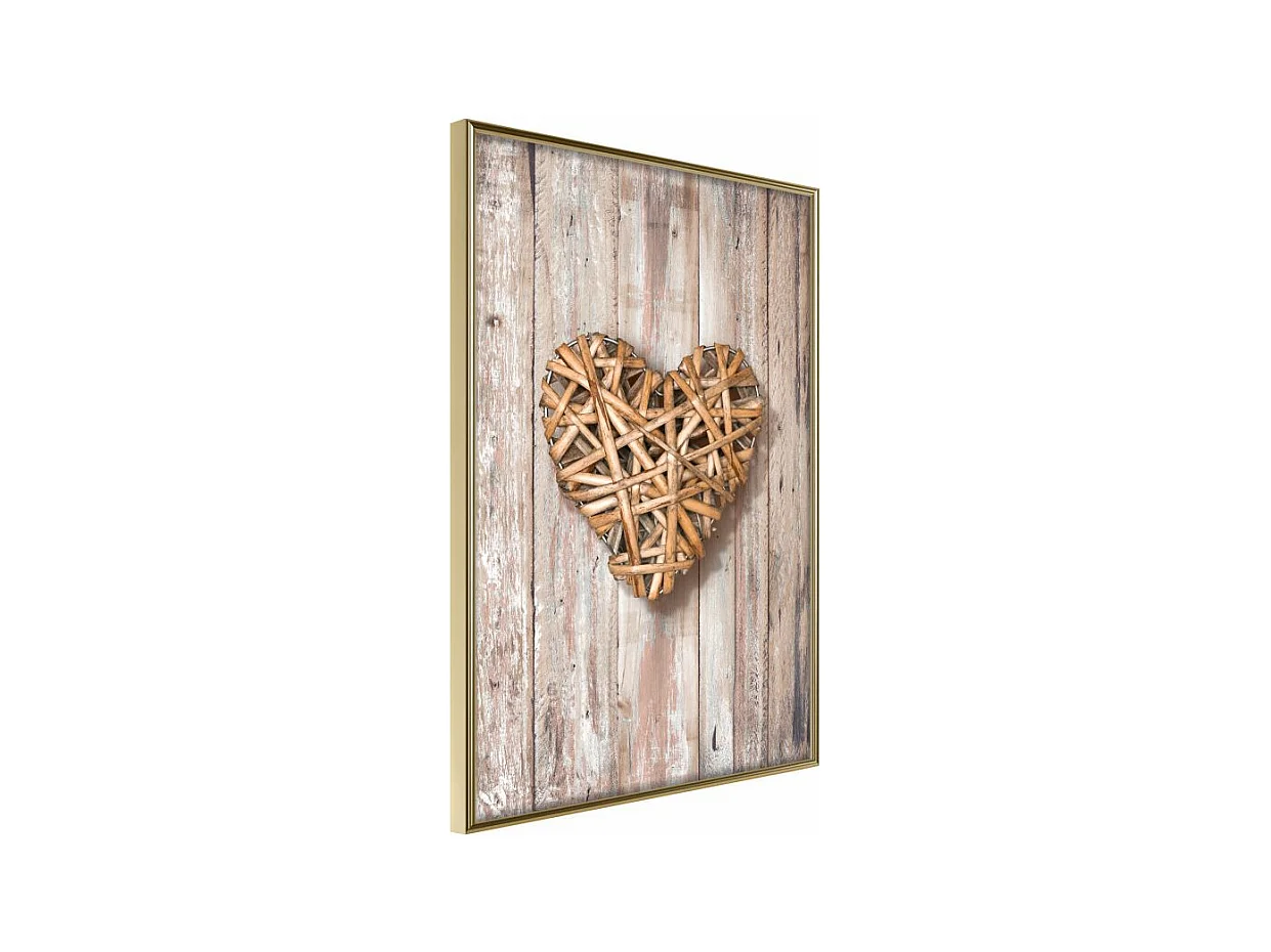 Affiche Murale Encadrée "Wicker Love" 21 x 30 cm Or