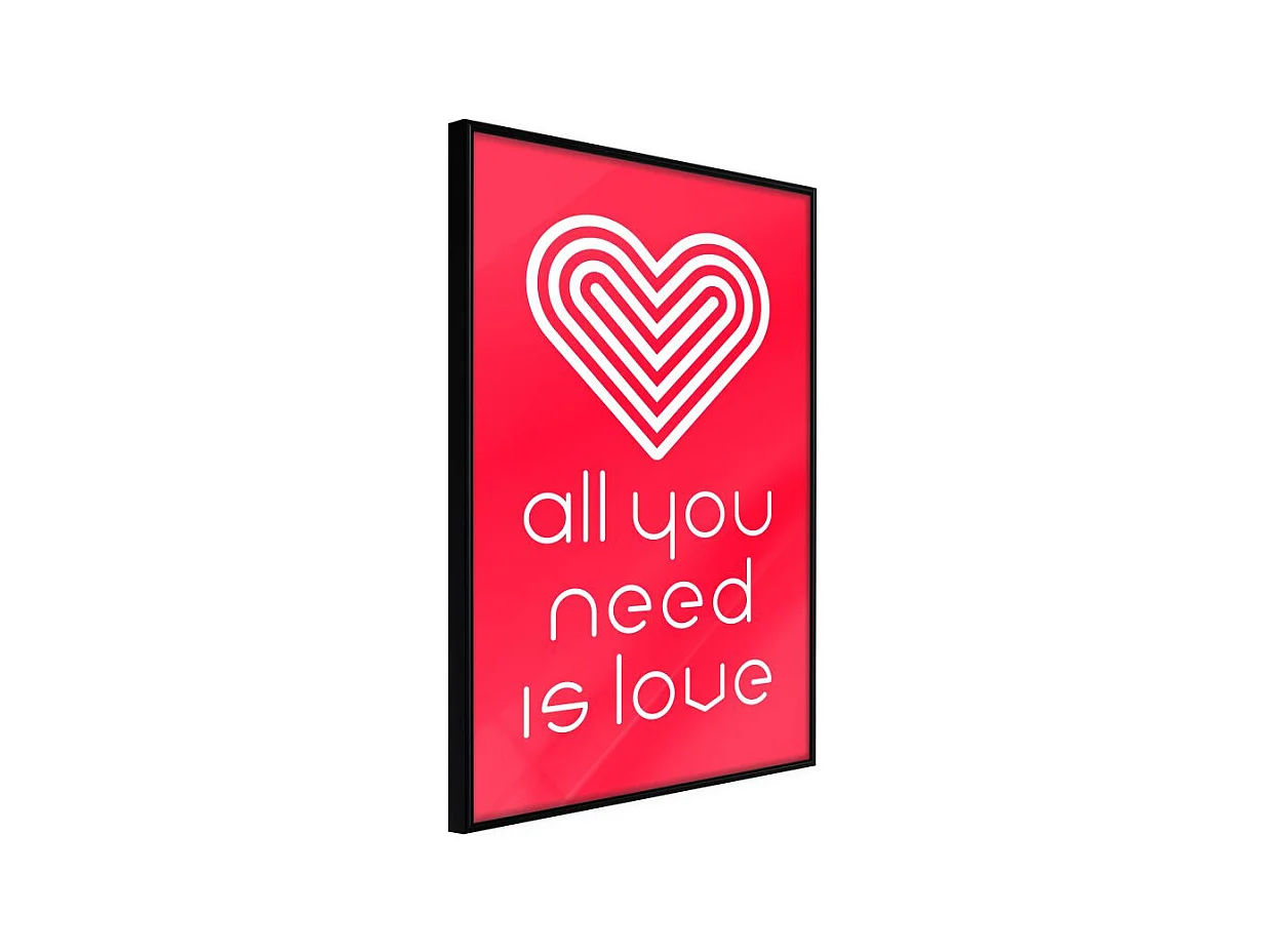 Affiche Murale Encadrée "Love Everywhere" 21 x 30 cm Noir