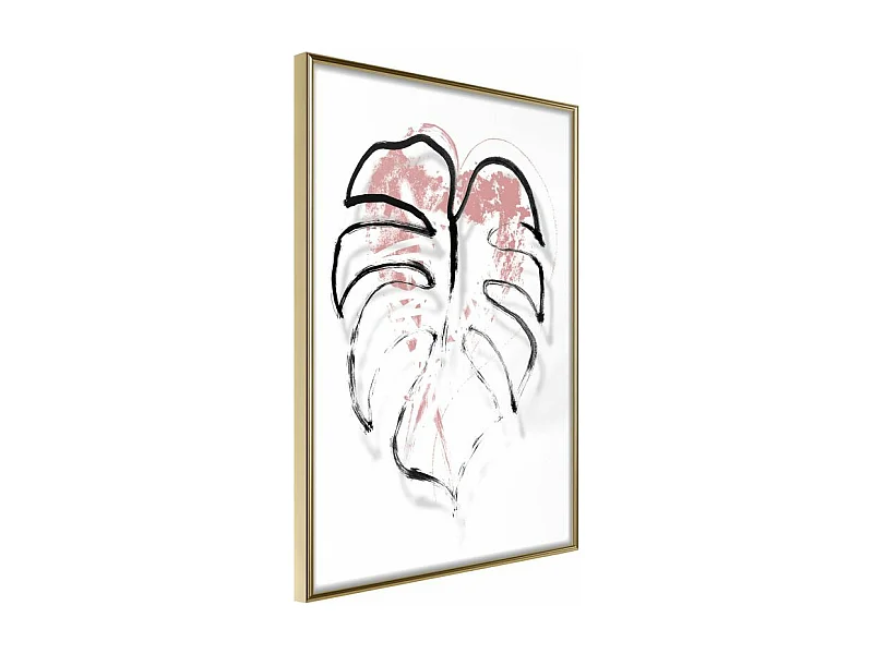 Affiche Murale Encadrée "Black Leaf Outline" 30 x 42 cm Or