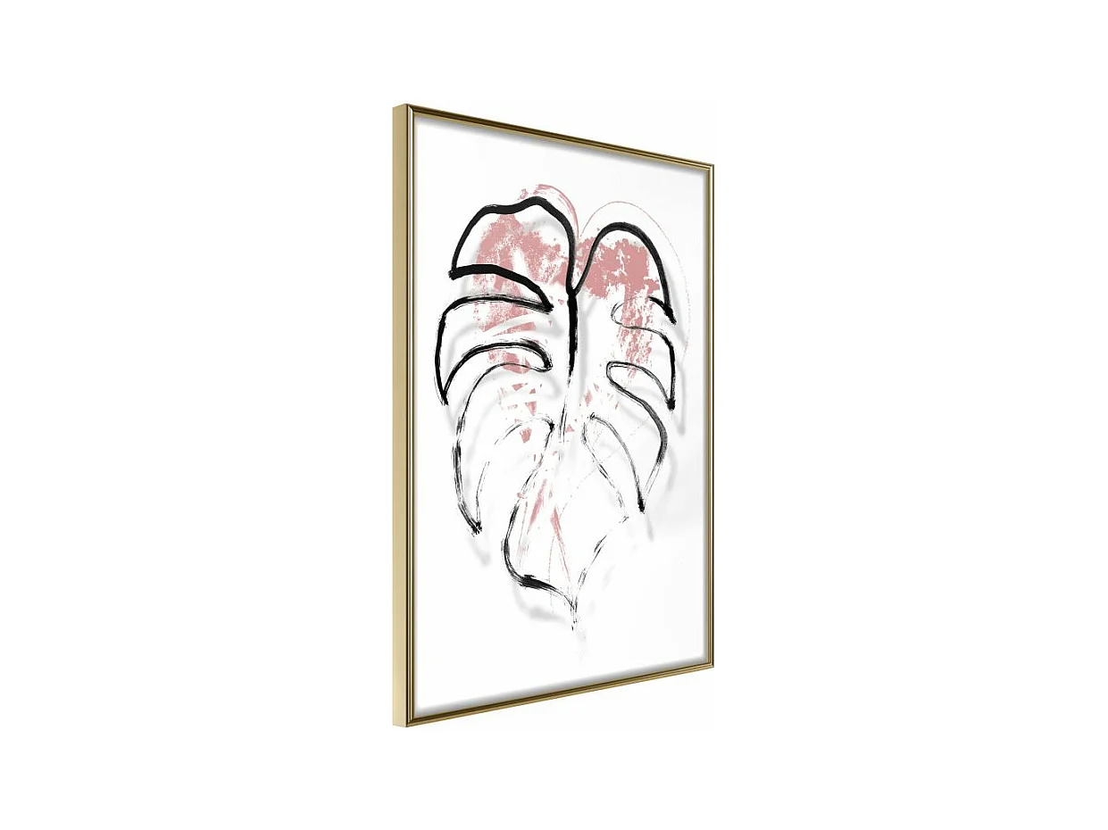 Affiche Murale Encadrée "Black Leaf Outline" 30 x 42 cm Or