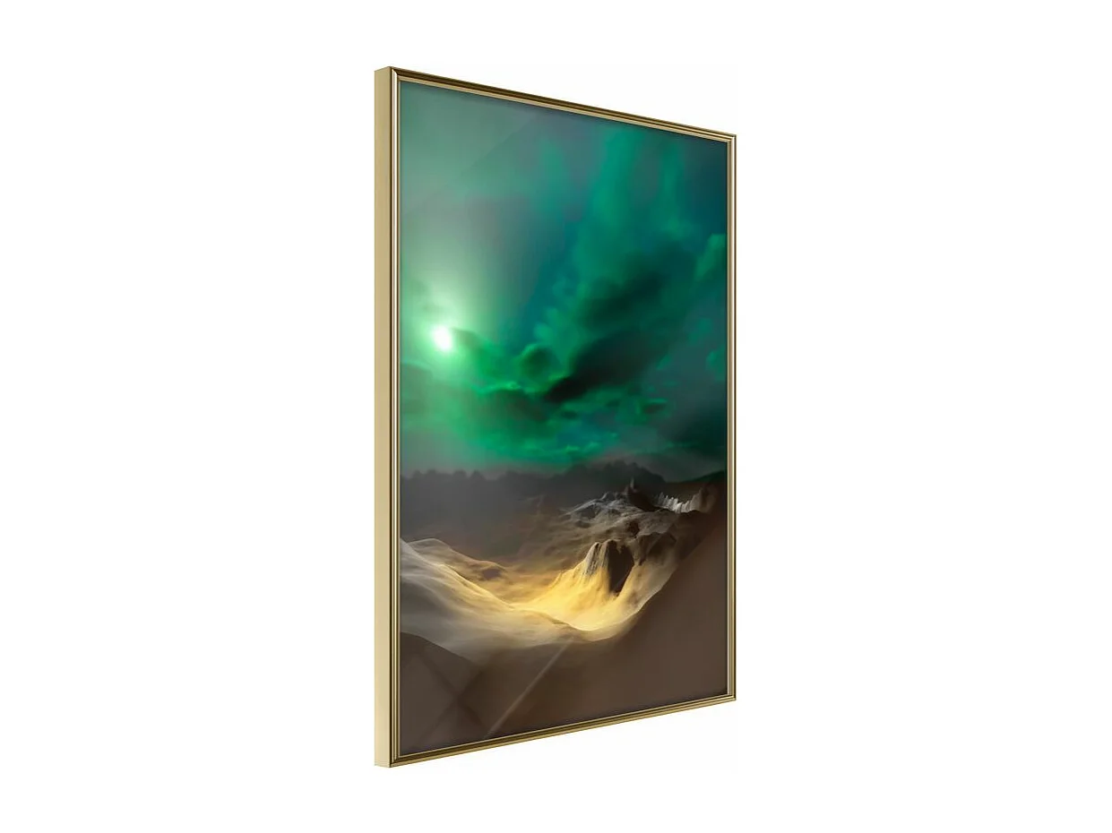 Affiche Murale Encadrée "Green Moon" 30 x 42 cm Or