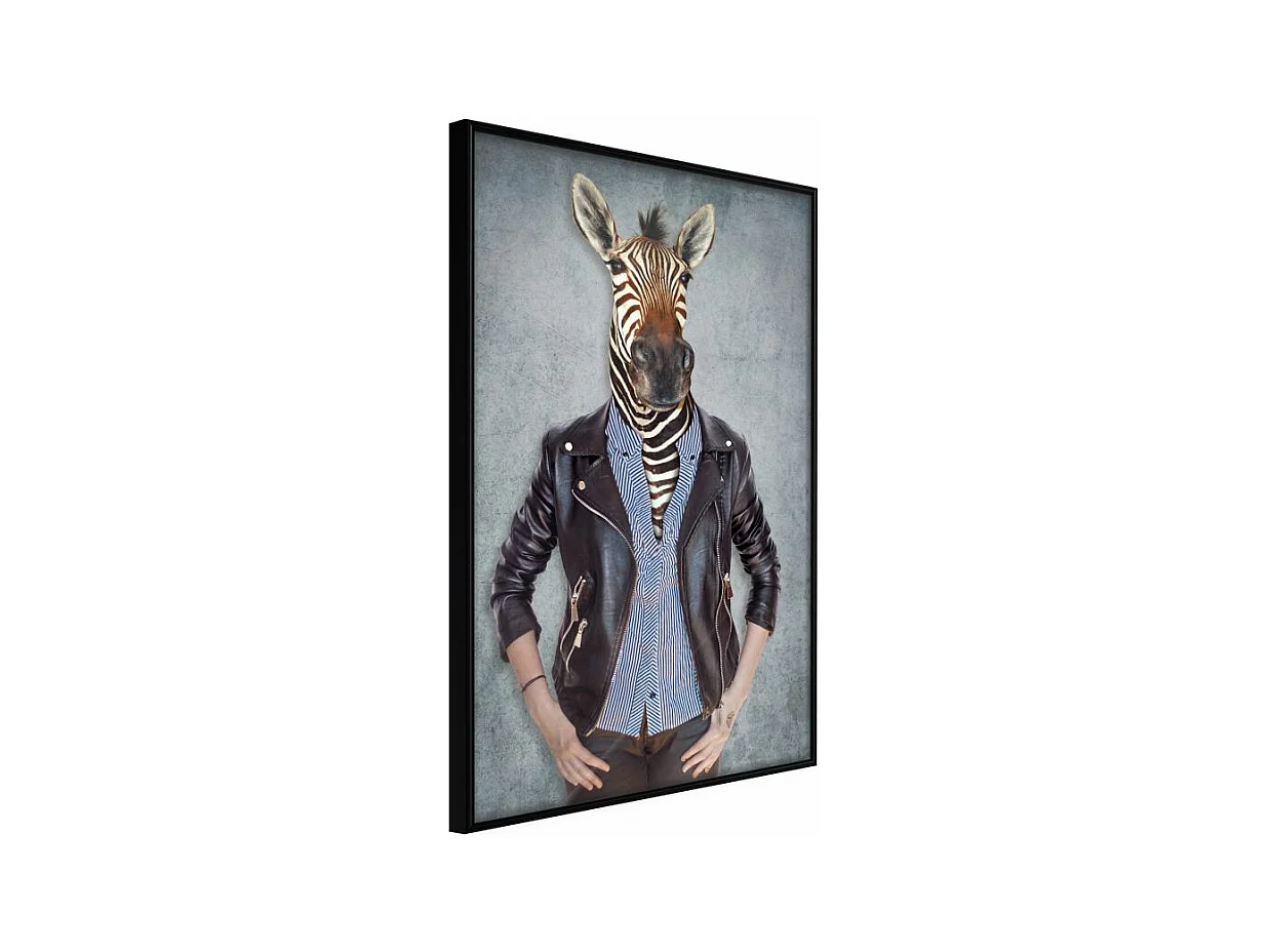 Affiche Murale Encadrée "Animal Alter Ego Zebra" 30 x 42 cm Noir