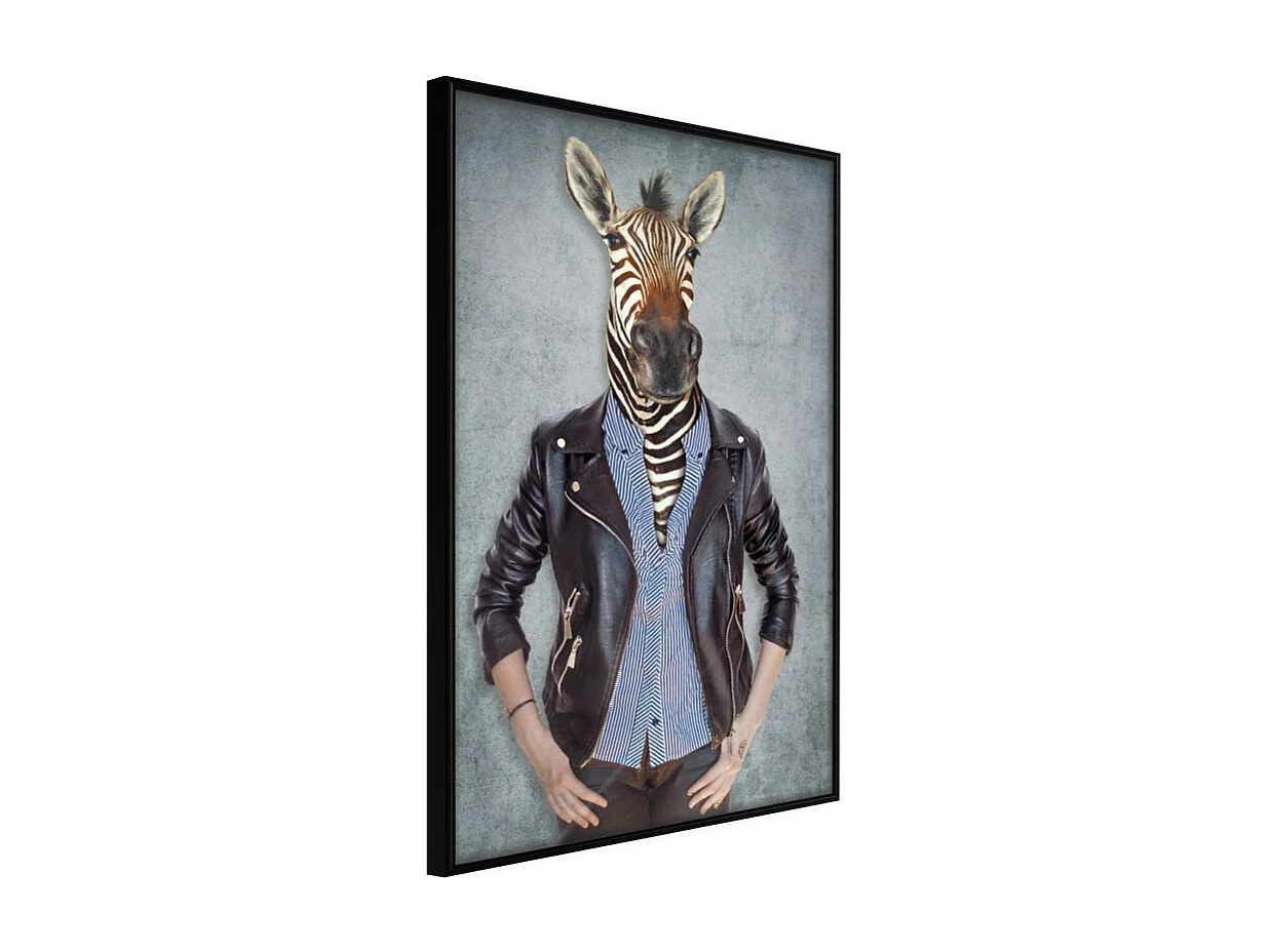 Affiche Murale Encadrée "Animal Alter Ego Zebra" 30 x 42 cm Noir