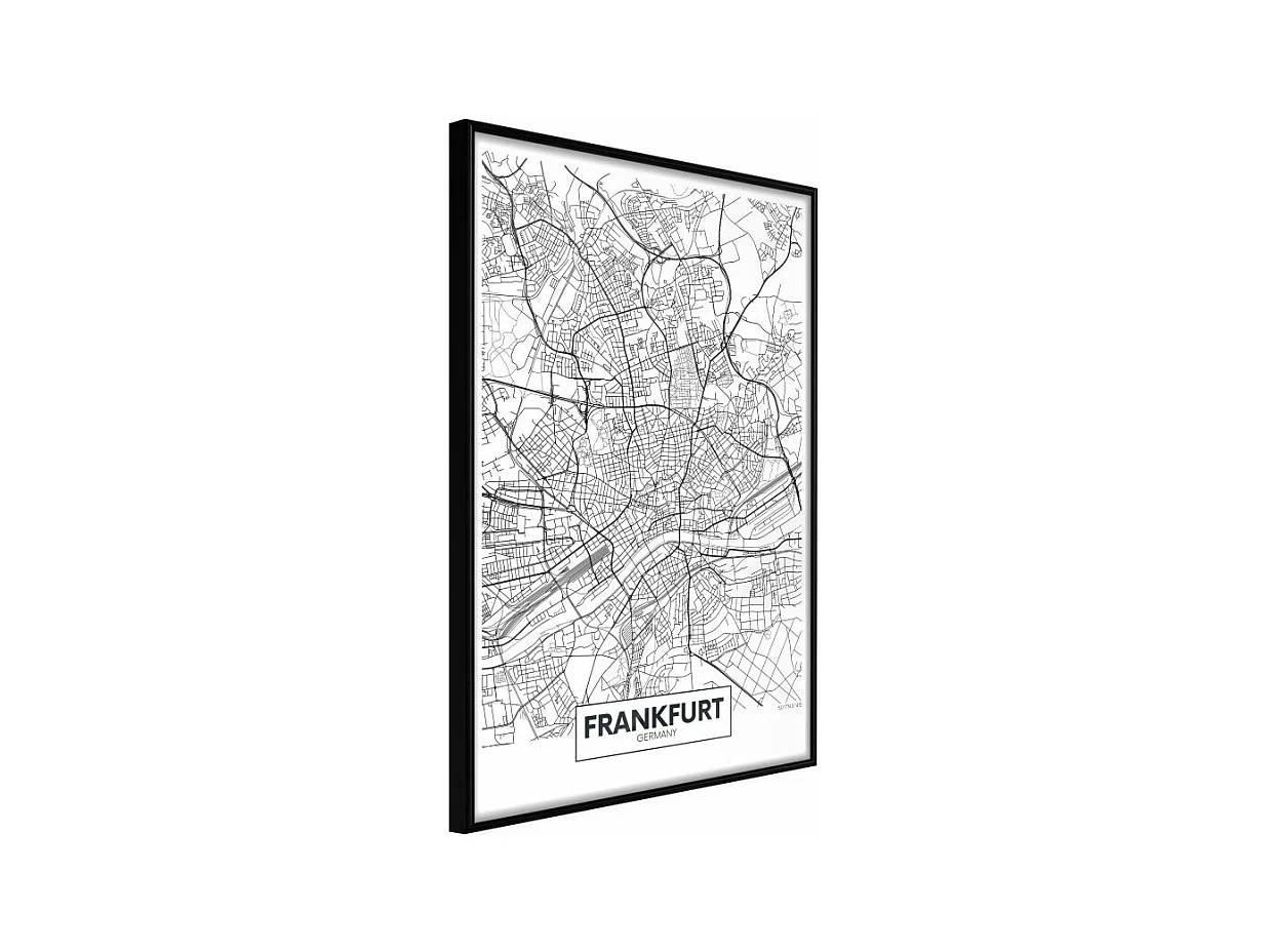 Affiche Murale Encadrée "City map Frankfurt" 30 x 42 cm Noir