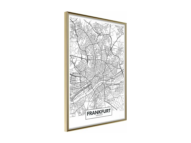 Affiche Murale Encadrée "City map Frankfurt" 21 x 30 cm Or