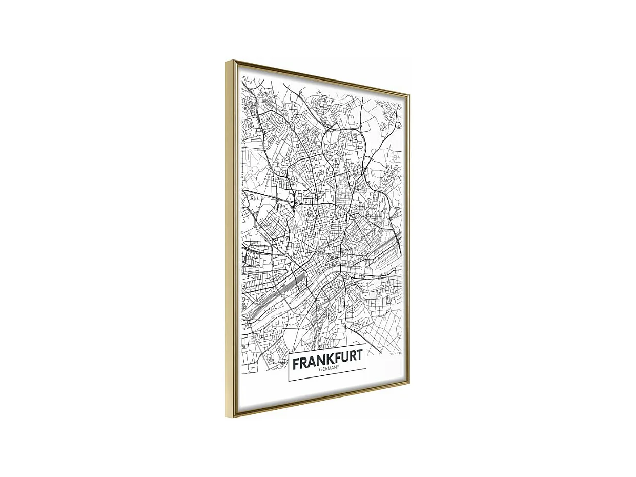 Affiche Murale Encadrée "City map Frankfurt" 21 x 30 cm Or