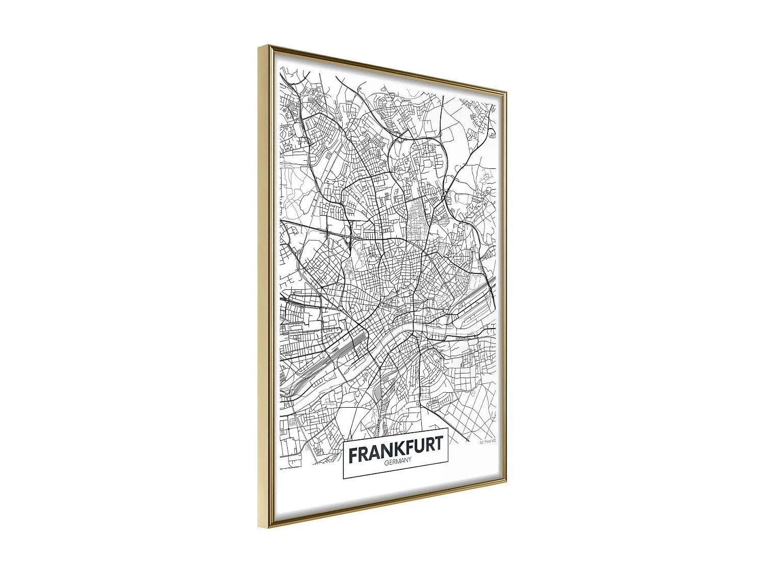 Affiche Murale Encadrée "City map Frankfurt" 21 x 30 cm Or