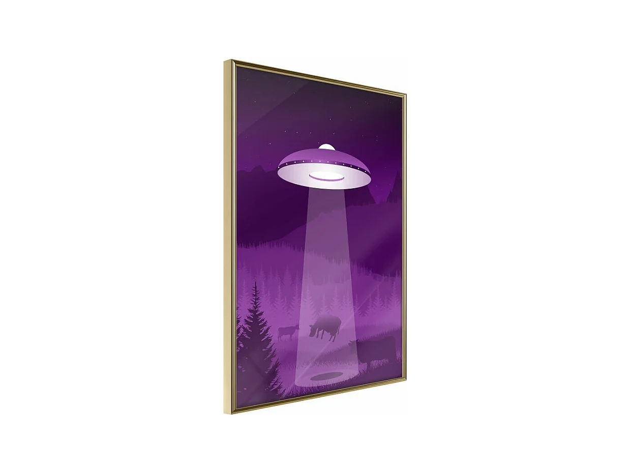 Affiche Murale Encadrée "Flying Saucer" 21 x 30 cm Or