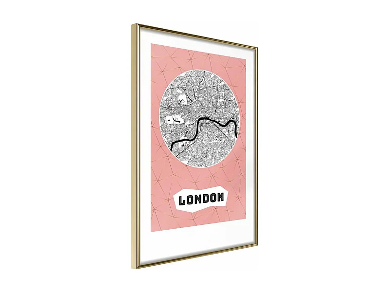 Affiche Murale Encadrée "City map London Pink" 40 x 60 cm Or