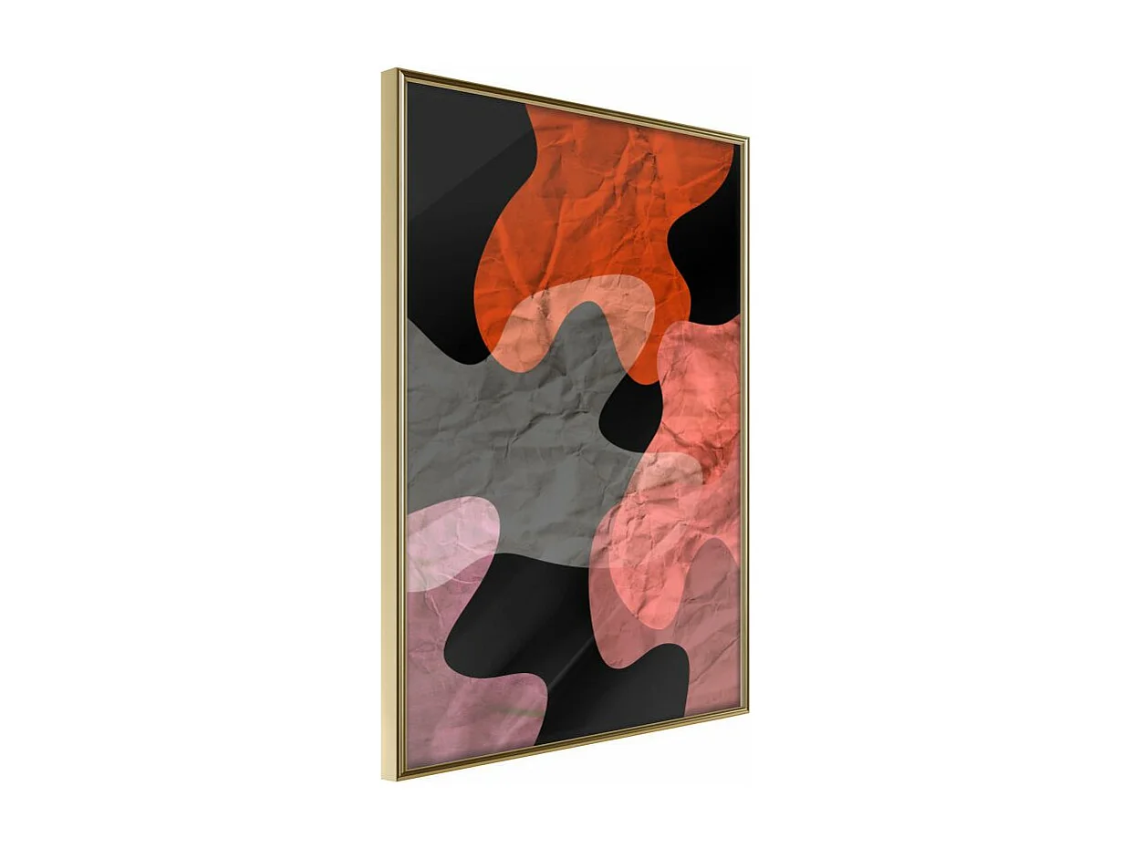 Affiche Murale Encadrée "Colourful Camouflage Orange" 40 x 60 cm Or