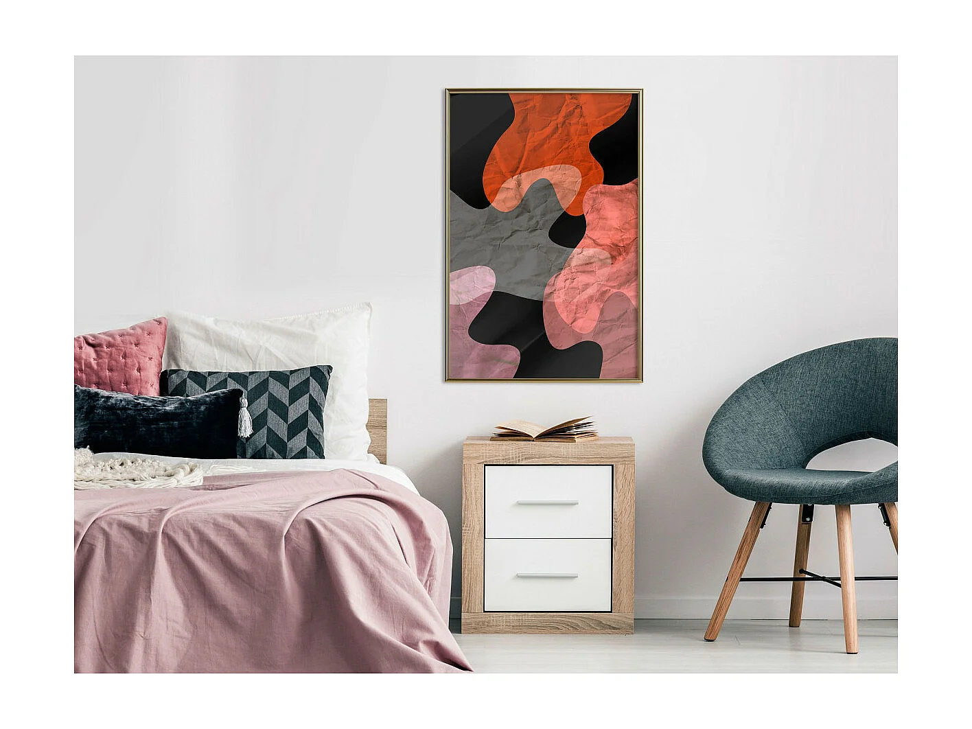 Affiche Murale Encadrée "Colourful Camouflage Orange" 40 x 60 cm Or