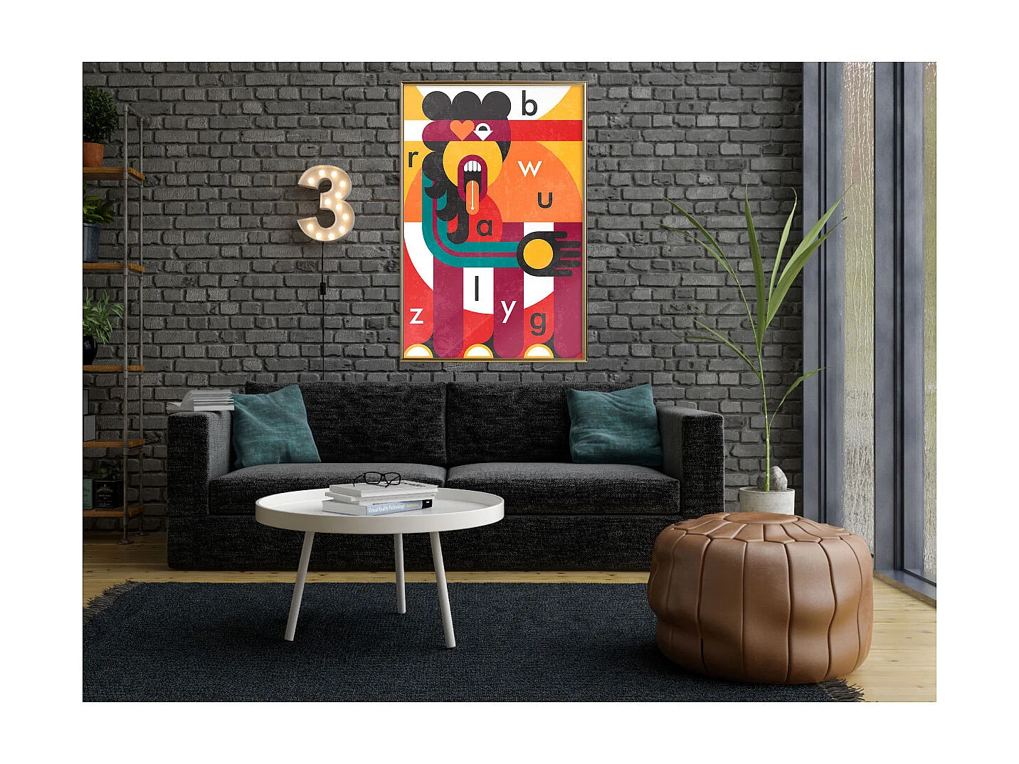 Affiche Murale Encadrée "Colourful Thoughts" 40 x 60 cm Or