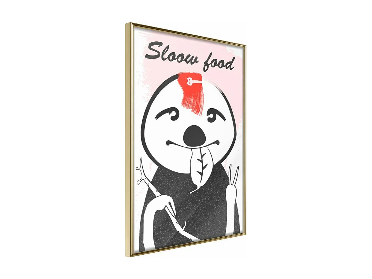 Affiche Murale Encadrée "Sloth's Favourite Food " 30 x 42 cm Or