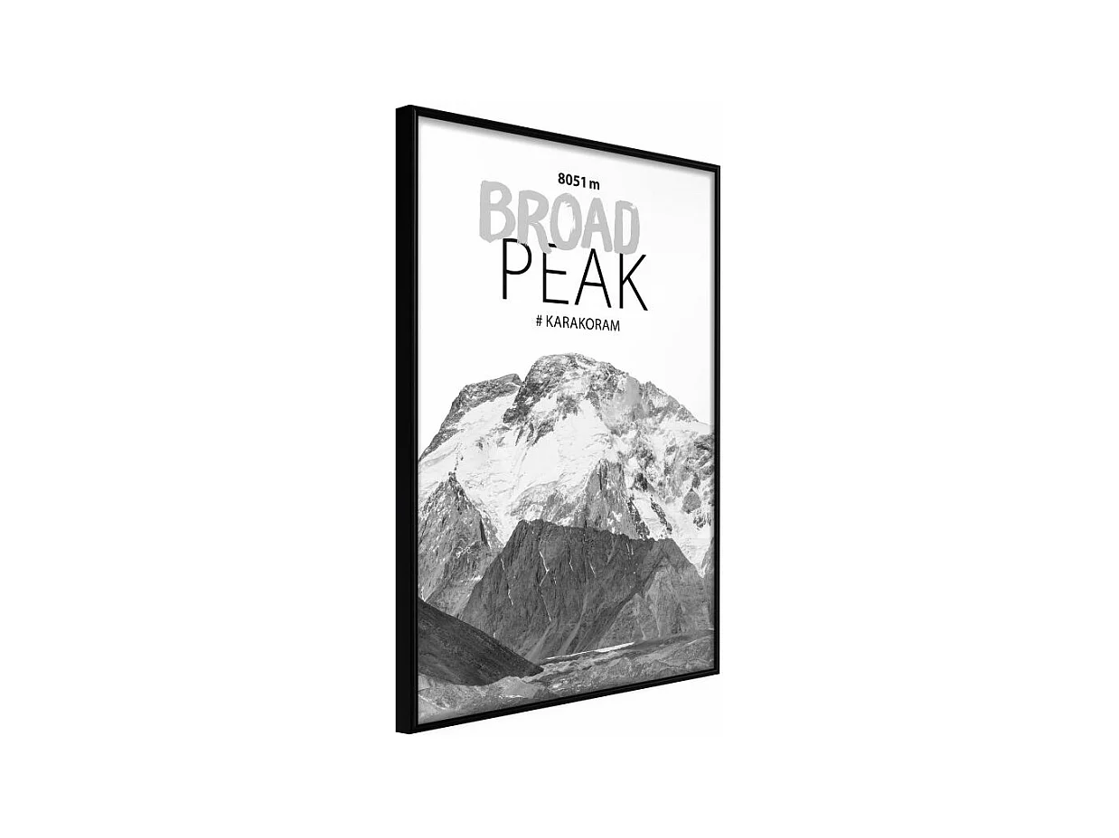 Affiche Murale Encadrée "Peaks of the World Broad Peak" 40 x 60 cm Noir