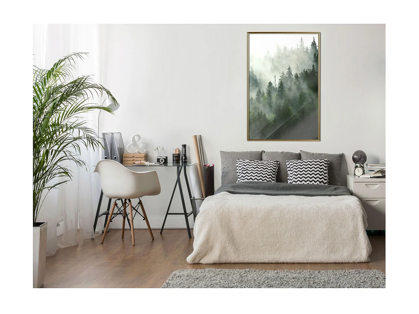 Affiche Murale Encadrée "Steaming Forest" 40 x 60 cm Or