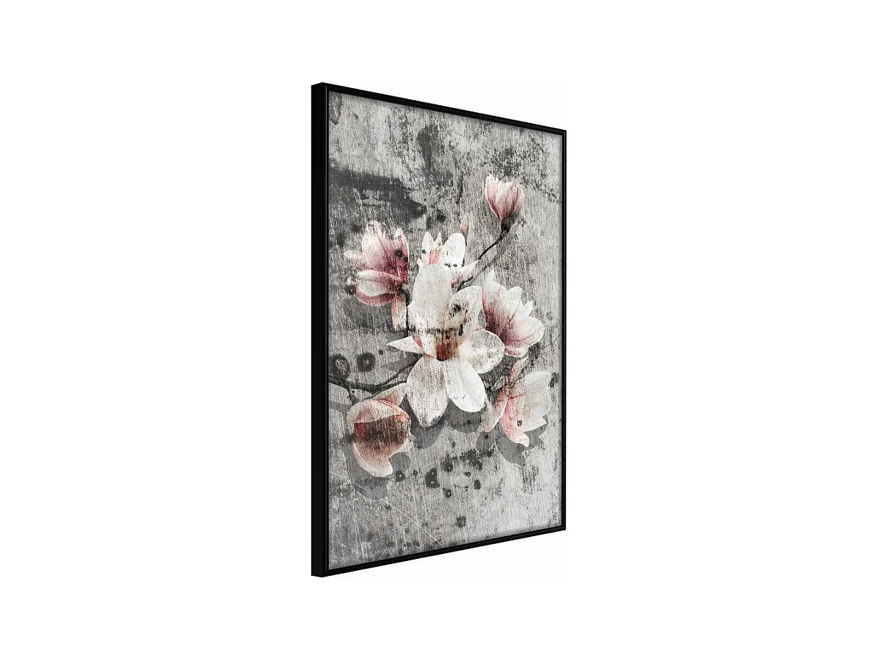 Affiche Murale Encadrée "Flowers on Concrete" 30 x 42 cm Noir
