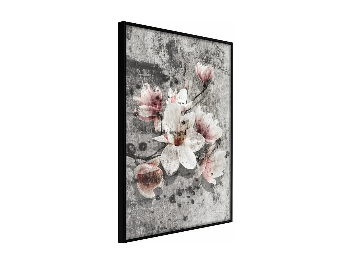 Affiche Murale Encadrée "Flowers on Concrete" 30 x 42 cm Noir