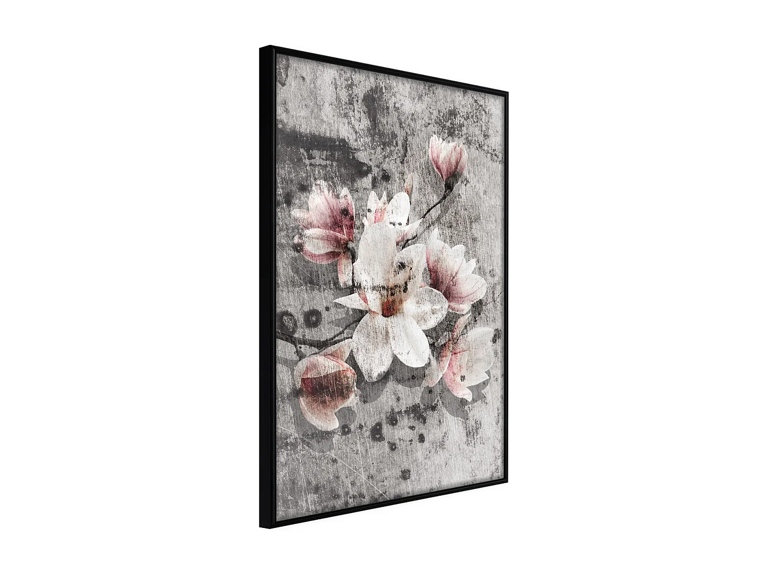 Affiche Murale Encadrée "Flowers on Concrete" 30 x 42 cm Noir