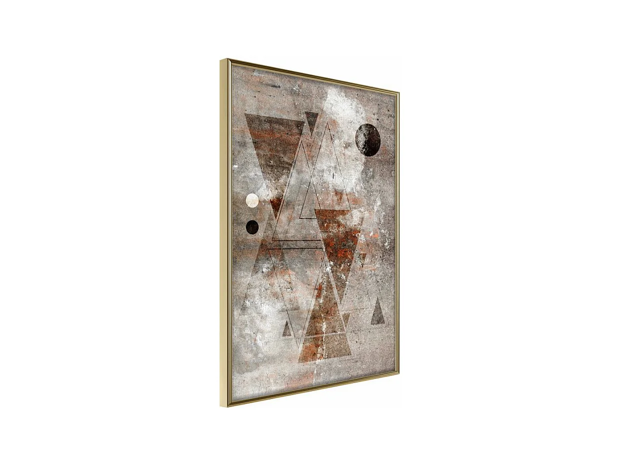 Affiche Murale Encadrée "Brick-Built Triangles" 40 x 60 cm Or