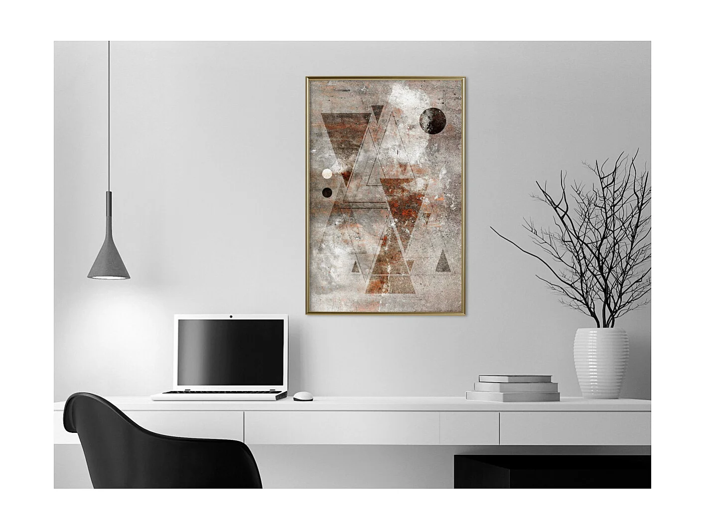 Affiche Murale Encadrée "Brick-Built Triangles" 40 x 60 cm Or