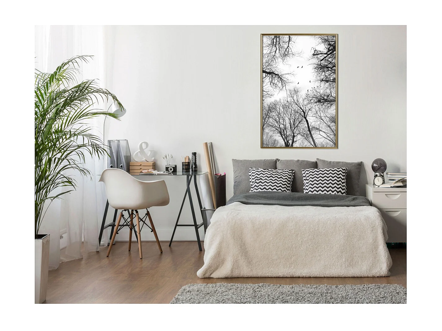 Affiche Murale Encadrée "Treetops" 40 x 60 cm Or