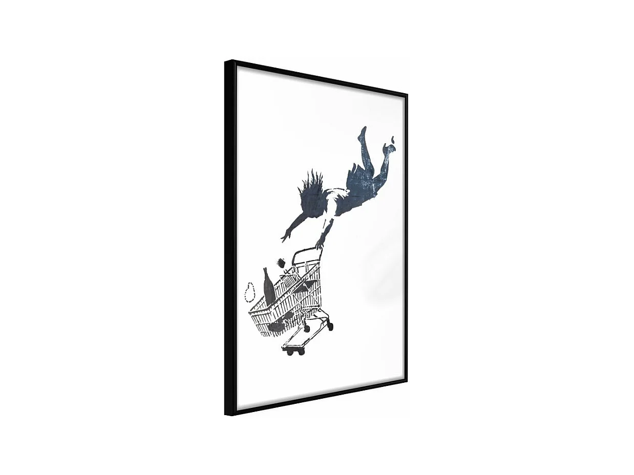 Affiche Murale Encadrée "Banksy Shop Until You Drop" 40 x 60 cm Noir
