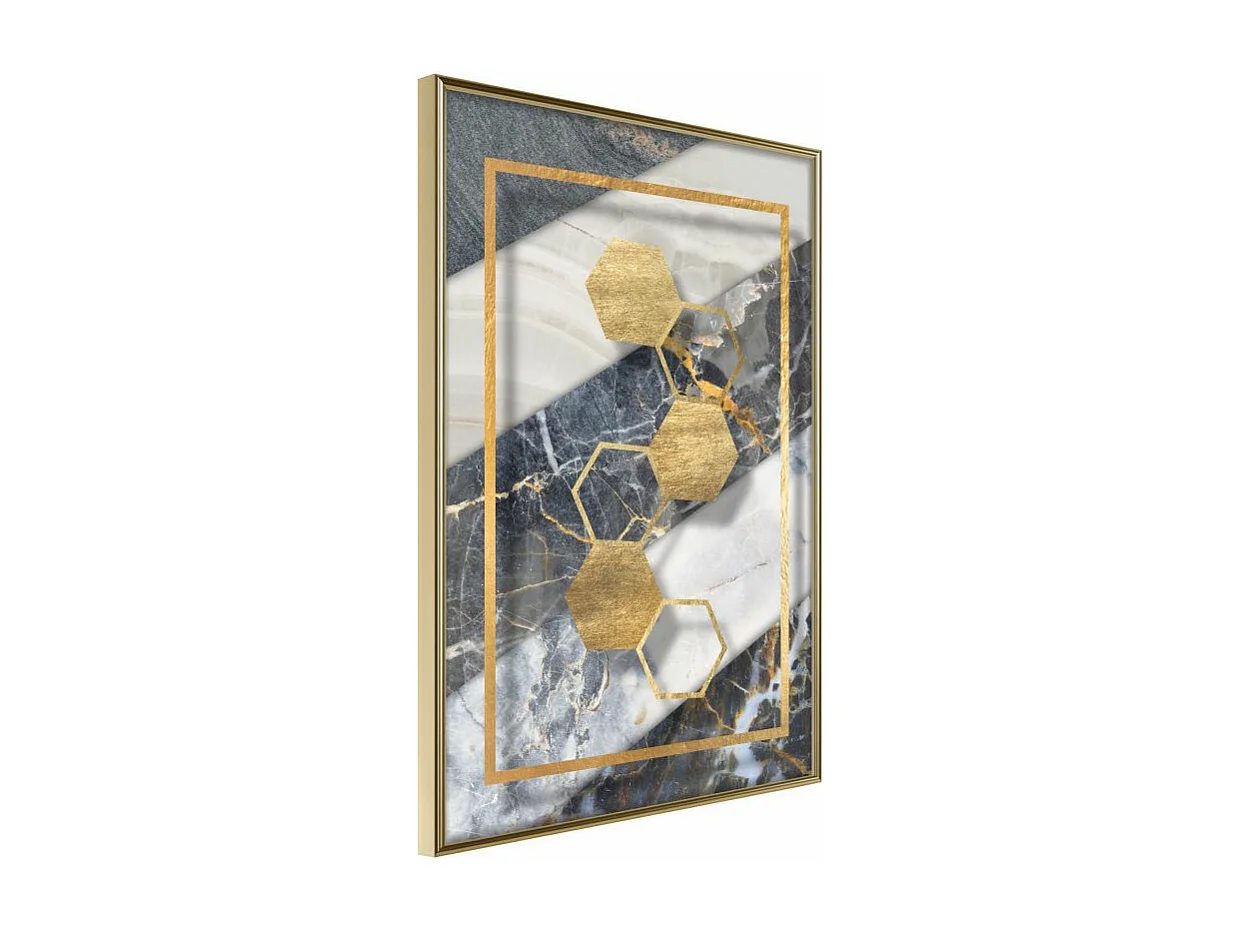 Affiche Murale Encadrée "Marble Composition III" 30 x 42 cm Or