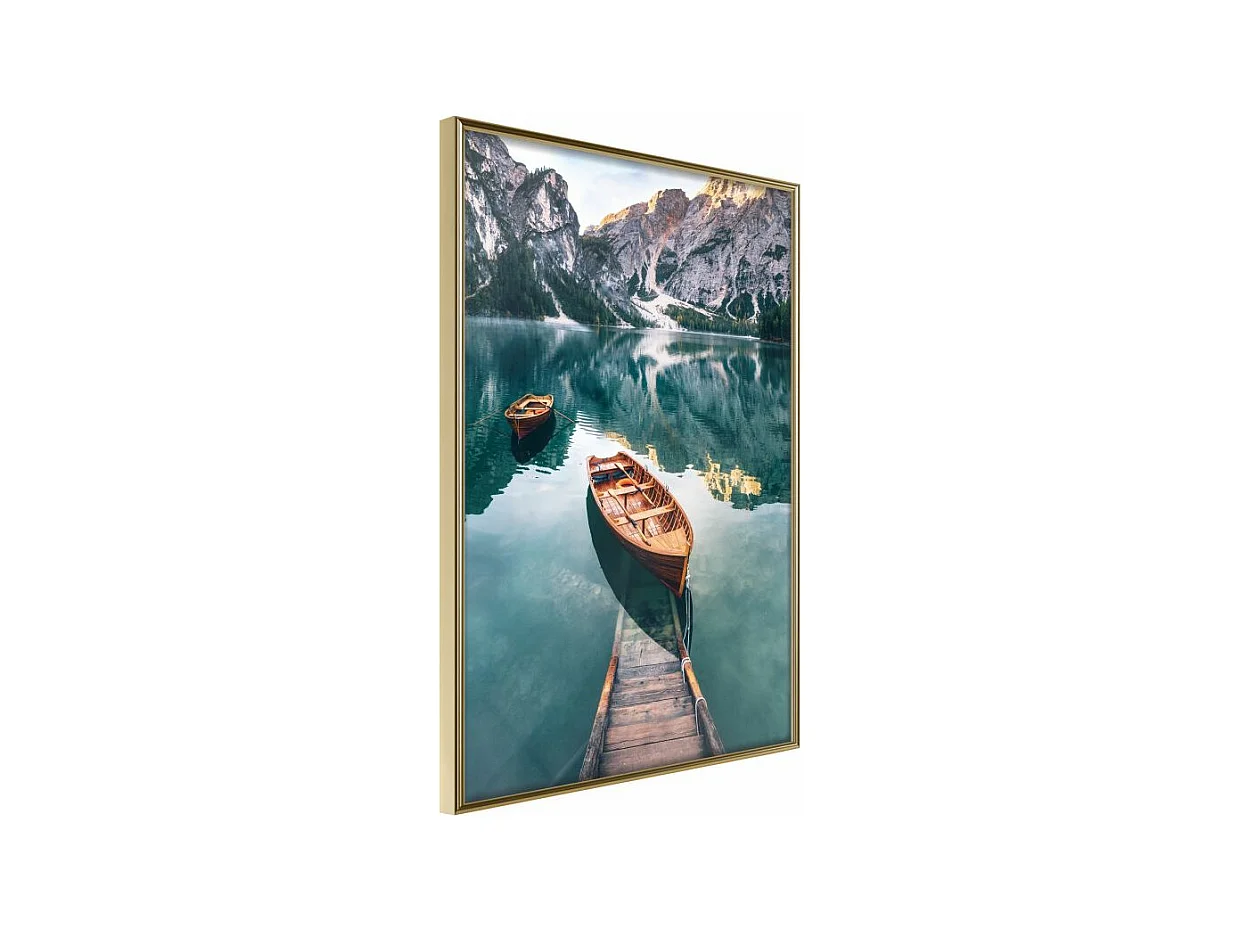Affiche Murale Encadrée "Lake in a Mountain Valley" 30 x 42 cm Or