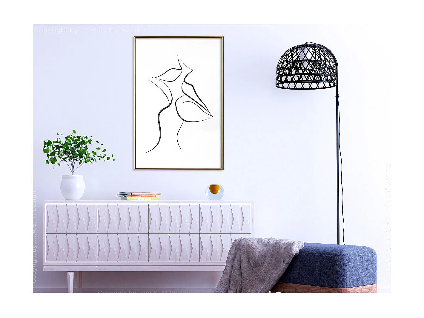 Affiche Murale Encadrée "Passionate Closeness" 40 x 60 cm Or