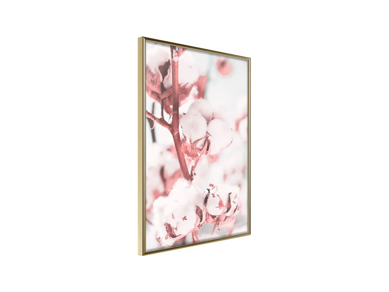 Affiche Murale Encadrée "Cotton Flowers" 21 x 30 cm Or